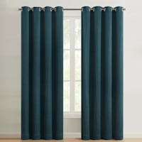 Found & Fable Huntington Teal Crushed Room Darkening Grommet Curtain Panel, 84"