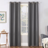 Charcoal Grey Thermal Room Darkening Grommet Curtain Panel, 84"