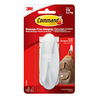 Command Large Designer Hook, 1-Hook, 2-Strips/Pack, White