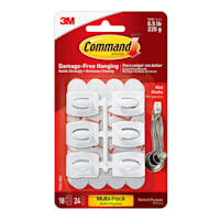 Command Mini Hooks Value Pack, 18-Hooks, 24-Strips/Pack, White