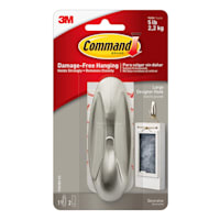 Command Designer Large Hook, 1-Hook, 2-Strips/Pack, Brushed Nickel