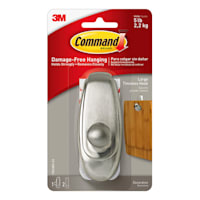 Command Timeless Hook, Large Brushed Nickel, 1-Hook 2-Strips/Pack