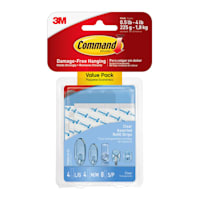 Command Clear Assorted Refill Strips, 8-Small, 4-Medium, 4-Large Strips/Pack