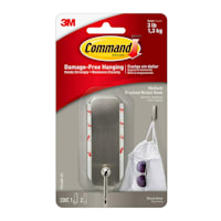 Command Medium Brushed Nickel Hook, 1-Hook, 2-Strip