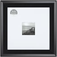 12x12 Matted to 4x4 Scoop Profile with White Mat Wall Frame, Black