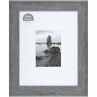 11x14 Matted to 5x7 Wide Flat Profile With White Mat Wall Frame, Gray