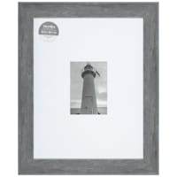 14x18 Matted to 5x7 Wide Flat Profile With White Mat Wall Frame, Grey