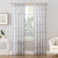 Cusco Dove Grey Marble Print Rod Pocket Sheer Curtain Panel, 84"