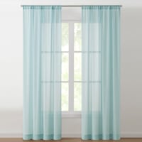 Lyra Aqua Sheer Rod Pocket Curtain Panel, 84"