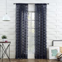Found & Fable Peren Indigo Clipped Rod Pocket Sheer Curtain Panel, 84"