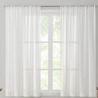 Lyra White Sheer Rod Pocket Curtain Panel, 95"