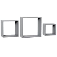 3-Piece Grey Wooden Cube Wall Shelf Set