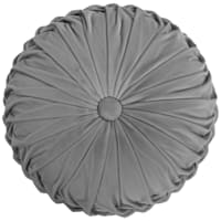 Holan Grey Pleated Velvet Round Throw Pillow, 16"