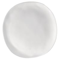 White Asymmetrical Dinner Plate, 11"