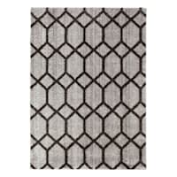 (D439) Zion Black & Grey Tufted Accent Rug with Non-Slip Back, 3x5