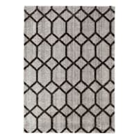 (D439) Zion Black & Grey Tufted Runner with Non-Slip Back, 2x7