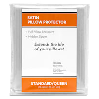White Satin Bed Pillow Protector, Standard/Queen