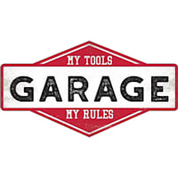 Garage Rules Textured Wood Plaque, 16x9
