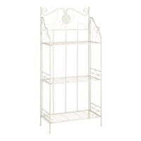 Antique White Metal Baker's Rack with Folding Shelves, 51"