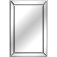 Silver Beaded Framed Beveled Rectangle Wall Mirror, 24x36