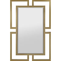 Contemporary Die Cut Gold Metal Framed Rectangle Wall Mirror, 24x36