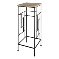 Wooden Top Outdoor Plant Stand with Metal Frame, Large