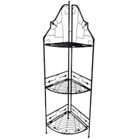 Gold & Black Scrolled Metal Folding Corner Shelf Rack, 51.5"