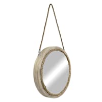 Injection Round Wall Mirror with Rope Accent & Hanger, 16"
