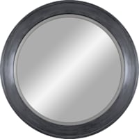 Distressed Blue & Silver Framed Round Wall Mirror, 30"