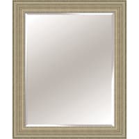 Solid Wood Quad Beads Champagne Rectangle Wall Mirror, 36x46