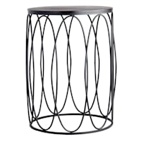 Providence Black Wood & Metal Drum Table, 25.5"
