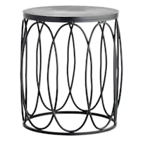 Providence Black Wood & Metal Drum Table, 18"