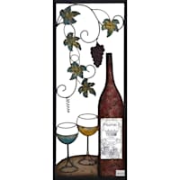 13X32 Metal Wine Bottle With Two Glasses Wall Decor