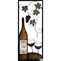 13X32 Metal Wine Bottle Left With Two Glasses Wall Decor