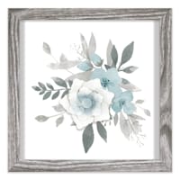 Honeybloom Glass Framed 3D Blue Floral Watercolor Wall Art, 11"