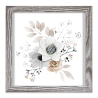 Honeybloom Glass Framed 3D Grey Floral Watercolor Wall Art, 11"