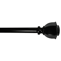 Aria 5/8" Black Finish Urn Style Adjustable Curtain Rod, 48-84"