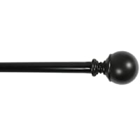 Alex 1/2" Black Finish Ball Adjustable Curtain Rod, 18-36"
