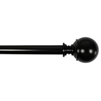 Alex 1/2" Black Finish Ball Adjustable Curtain Rod, 36-72"