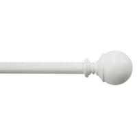 Alex 1/2" White Finish Ball Adjustable Curtain Rod, 36-72"