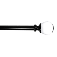 Turner 1/2" Black Finish Clear Ball Adjustable Curtain Rod, 36-72"