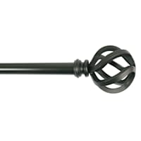 Sanford 5/8" Black Metal Cage Adjustable Curtain Rod, 28-48"