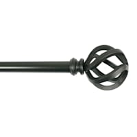 Sanford 5/8" Black Finish Metal Cage Adjustable Curtain Rod, 48-84"