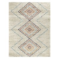 (C121) Found & Fable Sedona Multicolor Diamond Design Shag Area Rug, 5x7