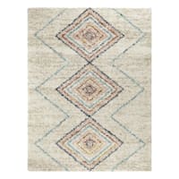 (C121) Found & Fable Sedona Multicolor Diamond Design Shag Area Rug, 8x10