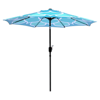 Teal Lotus Outdoor Crank & Tilt Steel Umbrella, 7.5'