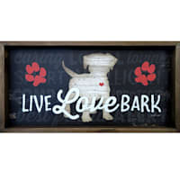 Framed Live, Love, Bark Canvas Wall Art, 20x10
