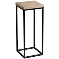 Fiona Wooden Top Plant Stand with Metal Base, Small