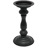 Black Metal Pillar Candle Holder, 9"