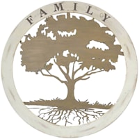 Bronze Metal Family Tree with Wood Frame Wall Art, 34"